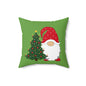 Christmas Gnome Pillow with Decorated Tree - Festive Holiday Throw Pillow