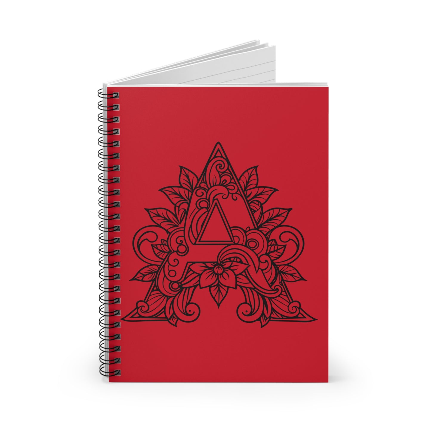 Monogram 'A' Floral Spiral Notebook – Red Ruled Journal