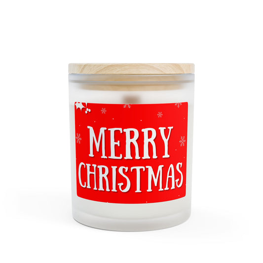 Merry Christmas Frosted Glass Candle, Holiday Home Decor, Gift for Her, Festive Candle, Christmas Decor, Relaxation Gift
