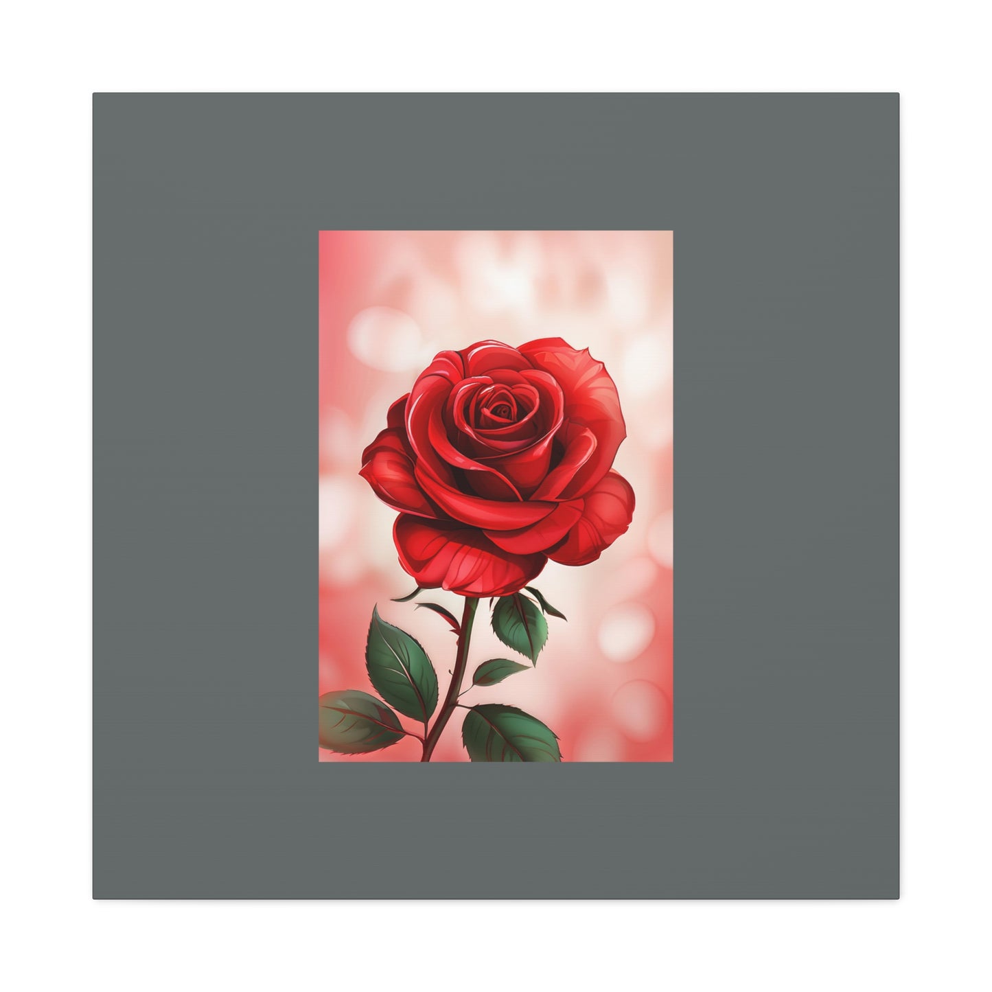 Red Rose Vertical Matte Canvas Print — Romantic Floral Wall Art
