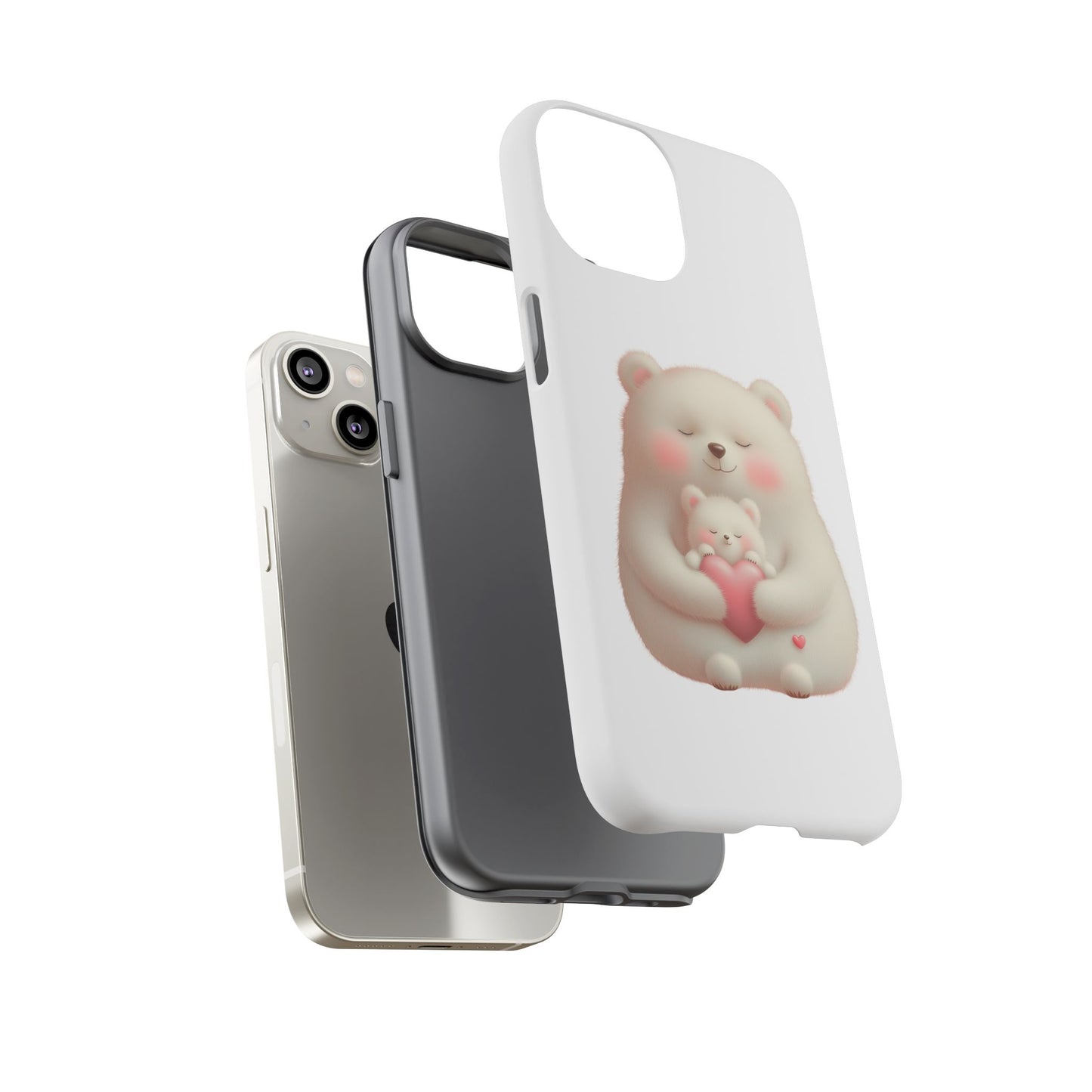 Cute Bear Phone Case, Tough Cases, Animal Lover Gift, Kids Accessories, Mother’s Day, Heartwarming Design