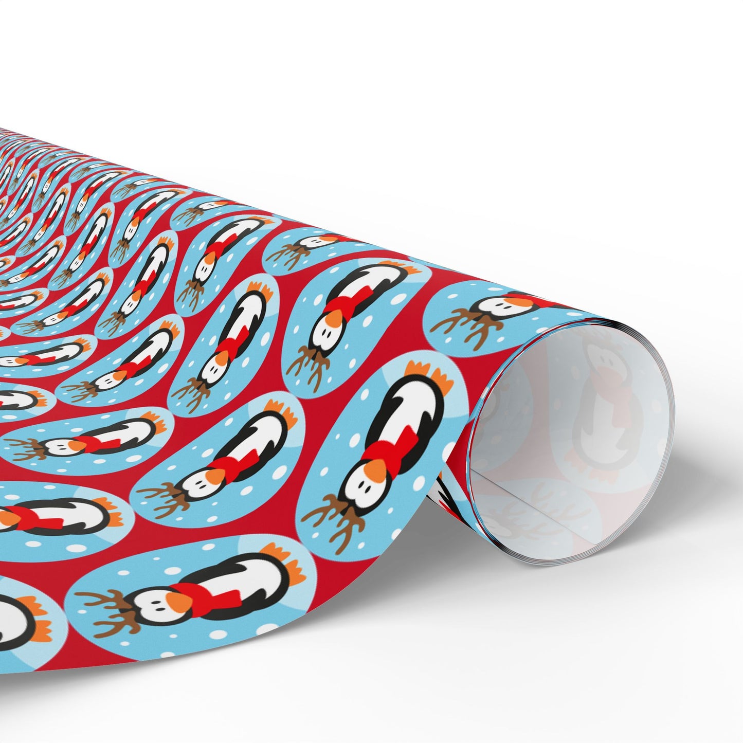 Wrapping Paper Roll — Festive Penguin Pattern Holiday Gift Wrap