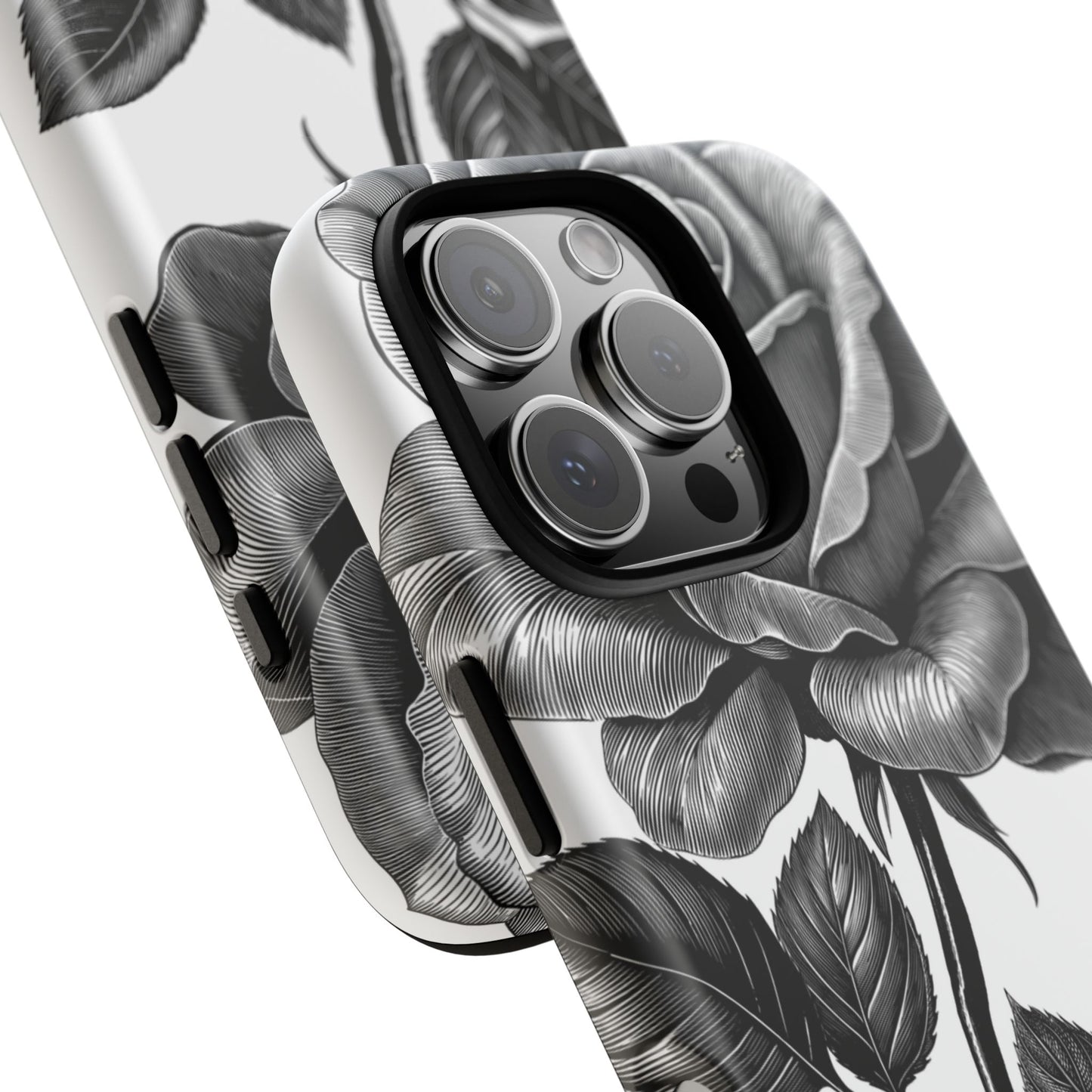 Elegant Floral Phone Case - Tough Cases, Black Rose Design, Floral Phone Cover, Stylish Phone Accessory, Gift for Her, Mother's Day