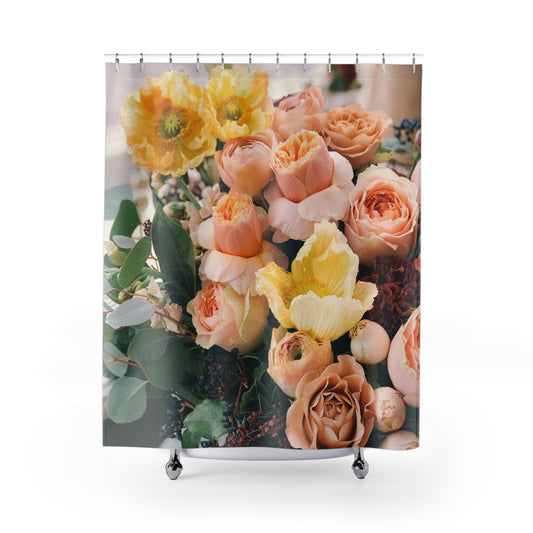Floral Shower Curtain, Elegant Bathroom Decor, Vintage Flower Print, Gift for Her, Home Accessories