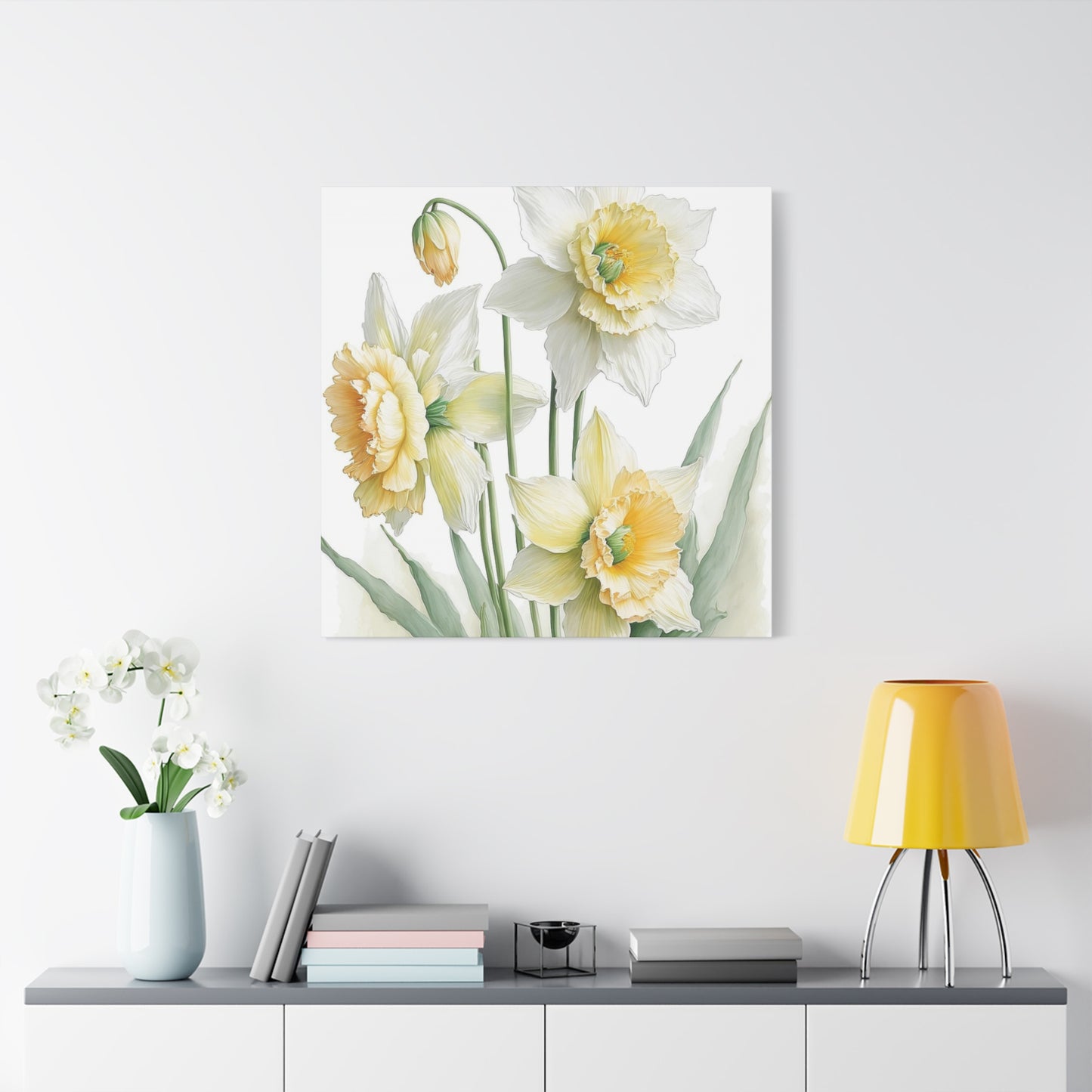 Matte Canvas, Stretched, 1.25" beautiful flowers white and yellow.