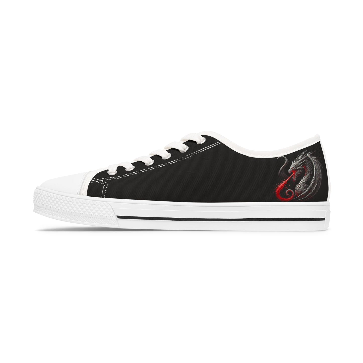 Low Top Sneakers — Black Dragon Wing Accent