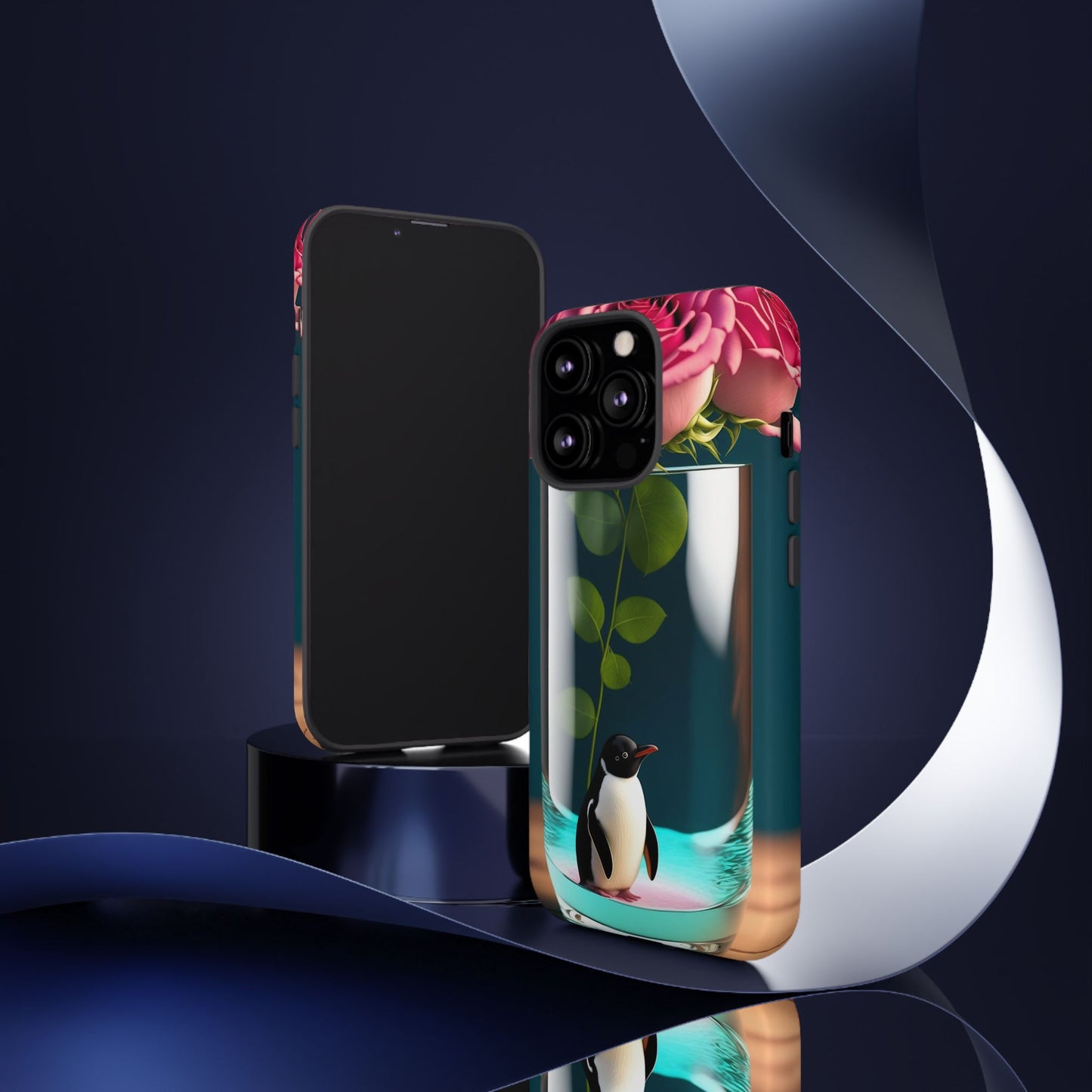 Penguin in a Glass Floral Tough Phone Case — Cute Protective Phone Cover