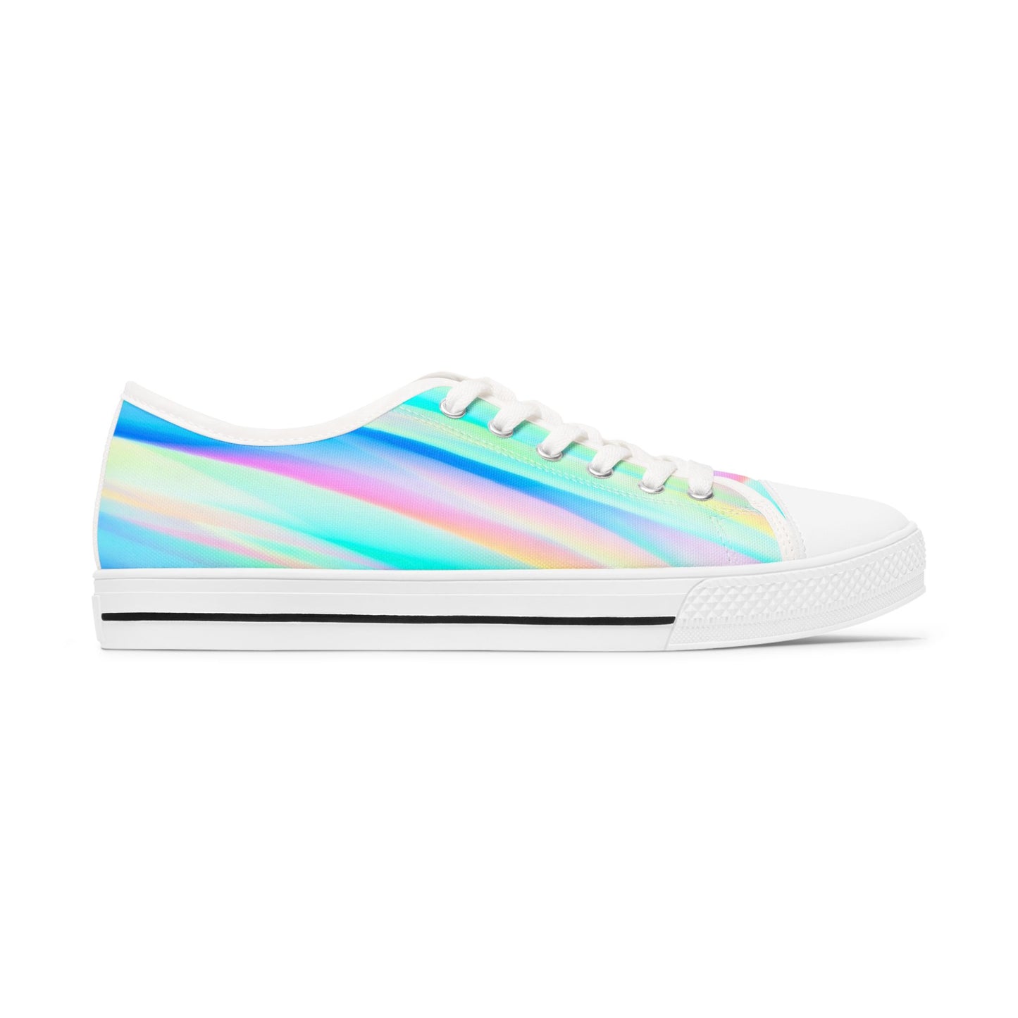 Holographic Rainbow Low Top Sneakers — Women's Iridescent Casual Shoes