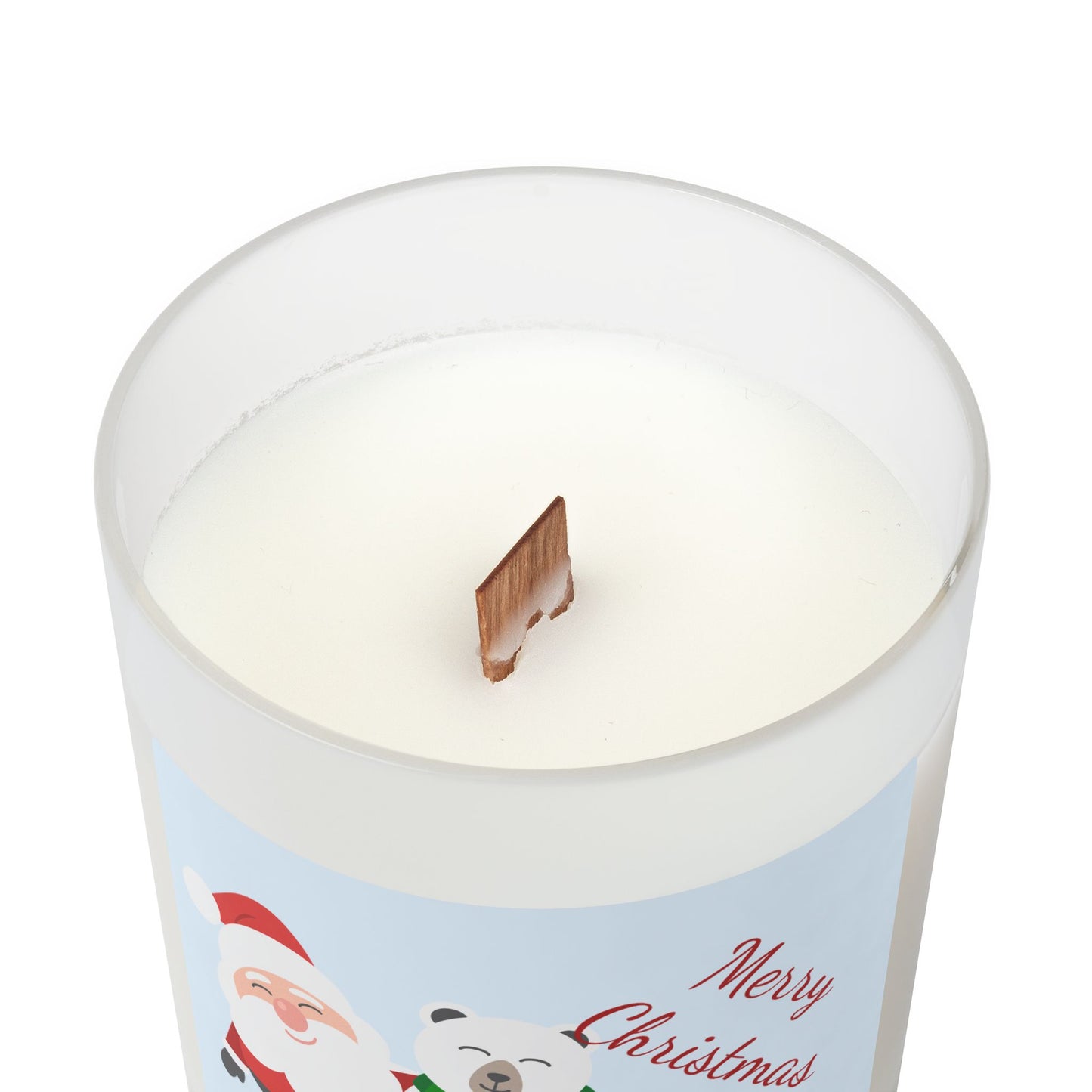 Christmas Santa & Polar Bear Frosted Glass Candle — 11oz Merry Christmas Holiday Scented Candle