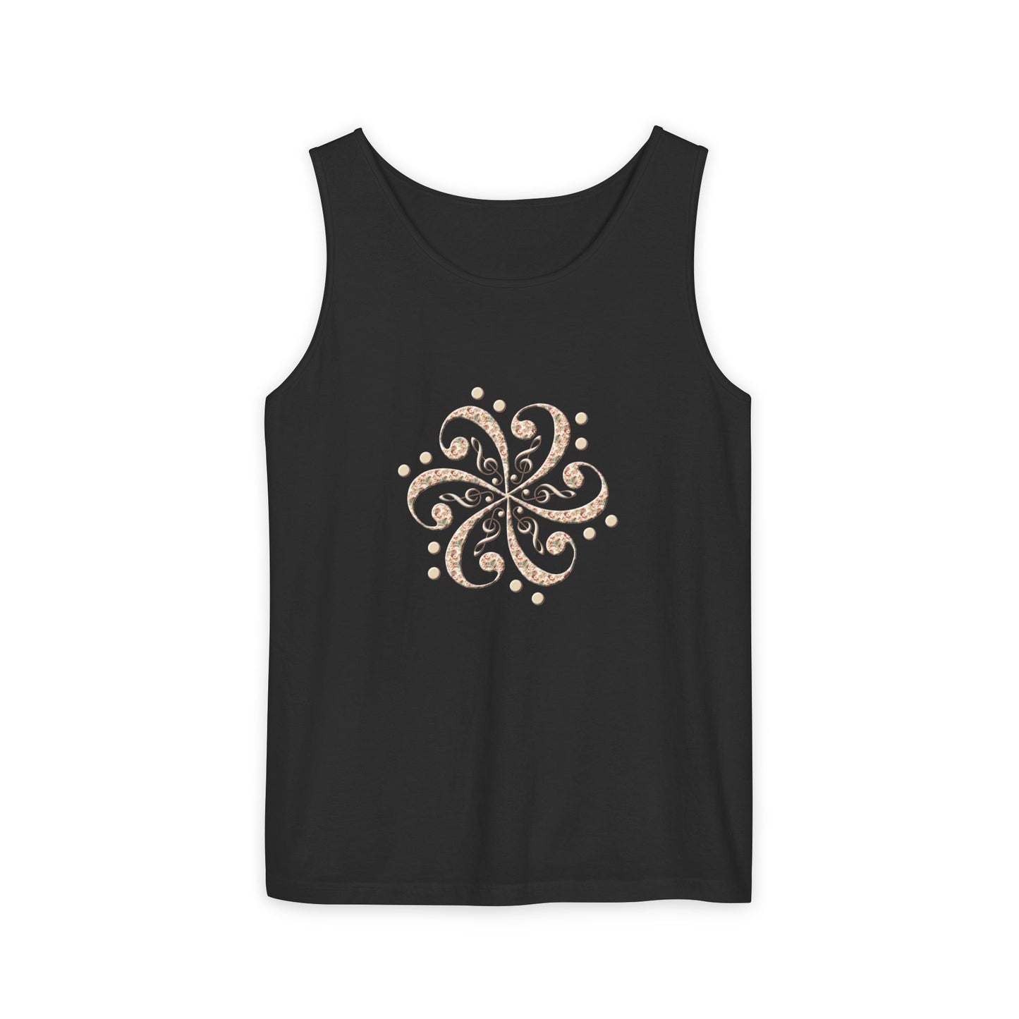 Boho Spiral Design Tank Top | Unisex Summer Apparel, Casual Wear, Beach Outfit, Festival Top, Gift Idea