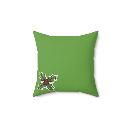 Holiday Holly Decor Pillow, Christmas Decorative Cushion, Green Festive Throw Pillow, Winter Home Decor, Seasonal Accent Pillow