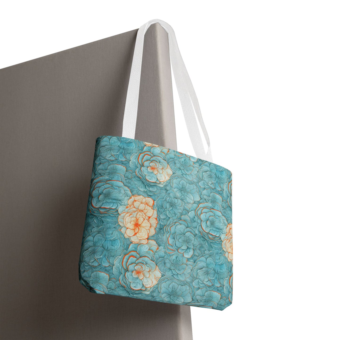 Floral Watercolor Tote Bag — Teal Succulent Pattern