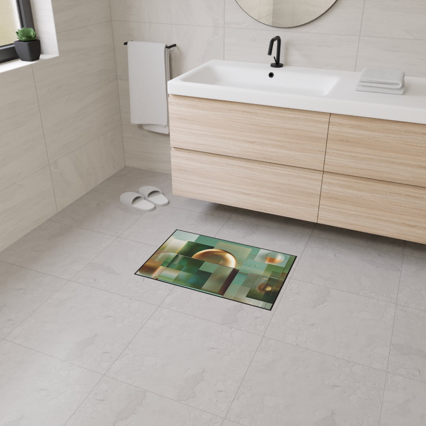 Geometric Gold Sphere Heavy-Duty Floor Mat