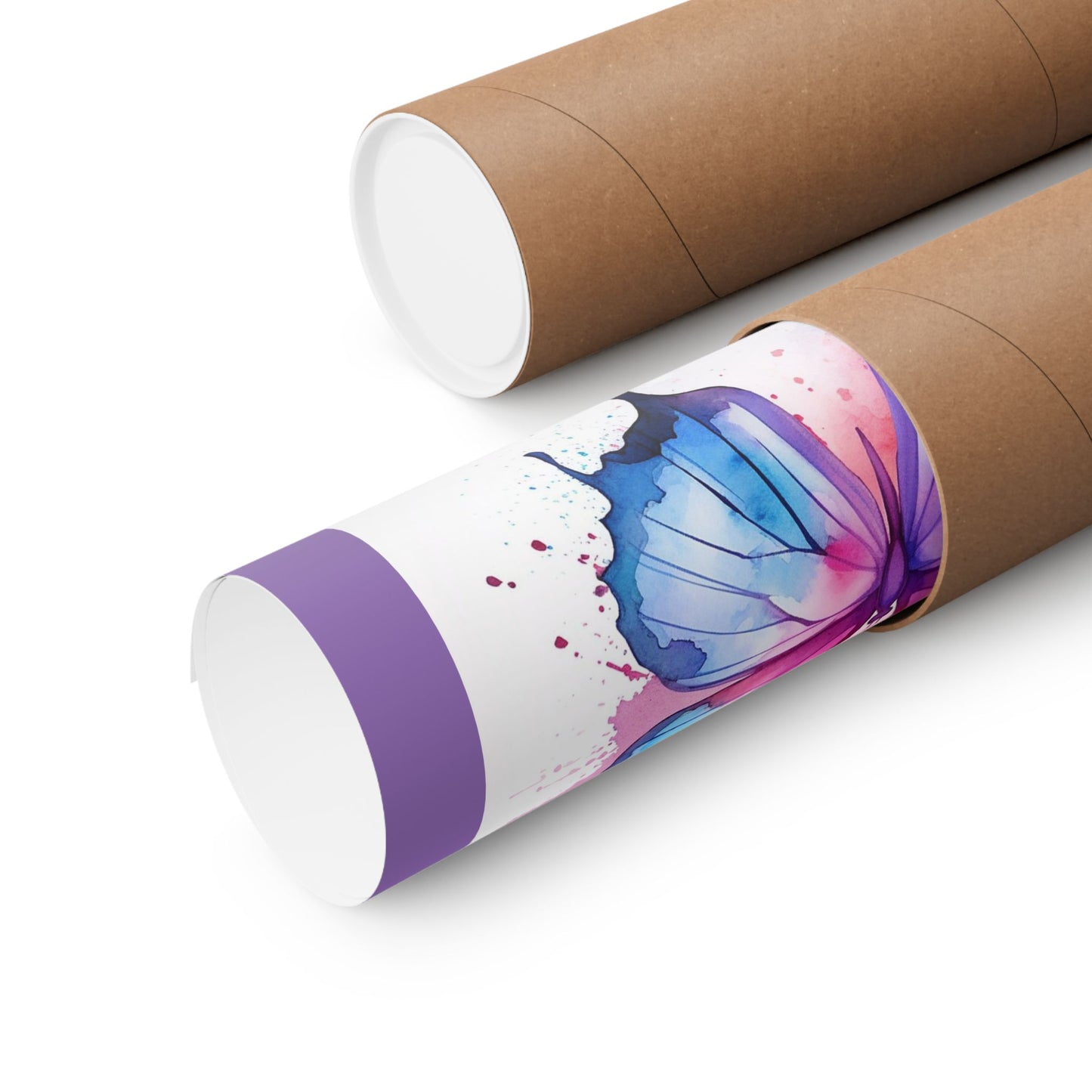 Butterfly Watercolor Matte Poster — Purple Vertical Art Print