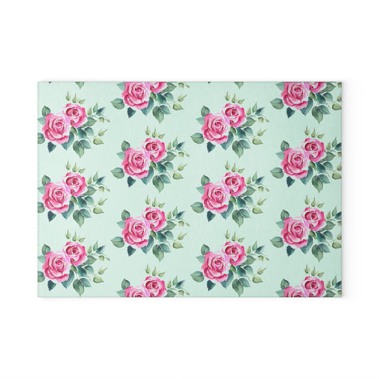 Glass Cutting Board - Roses