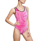 Vibrant Pink Women's One-Piece Swimsuit, Stylish Swimwear, Beach Essential, Pool Party, Summer Fun, Vacation Ready
