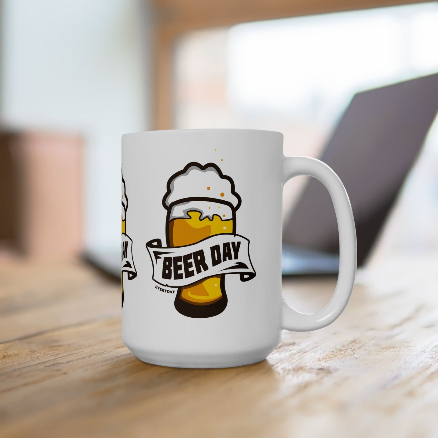 Beer Day Ceramic Mug - Fun Gift for Beer Lovers, Drinking Parties, Home Bar Decor, Father's Day, Birthday, Celebration