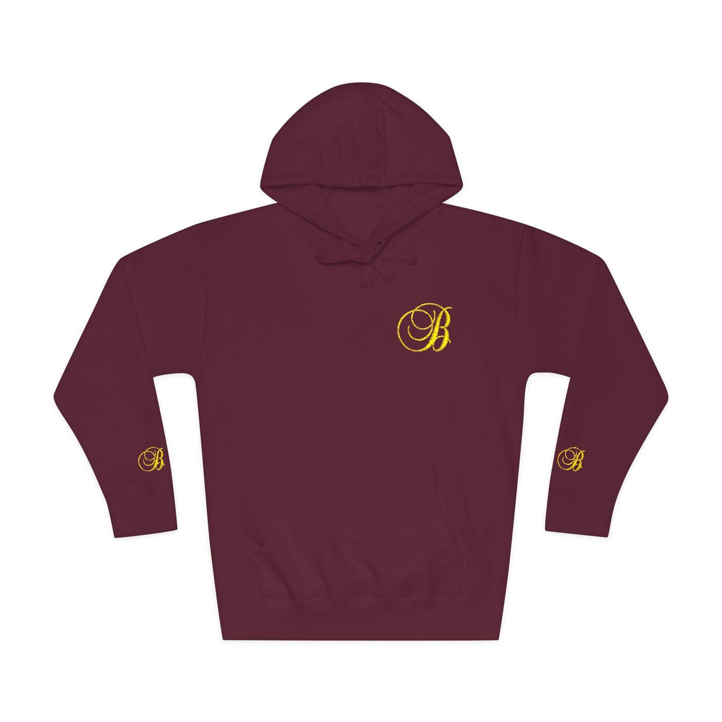 Coral Gold Floral Initial Hoodie — Monogram 'B' Casual Pullover