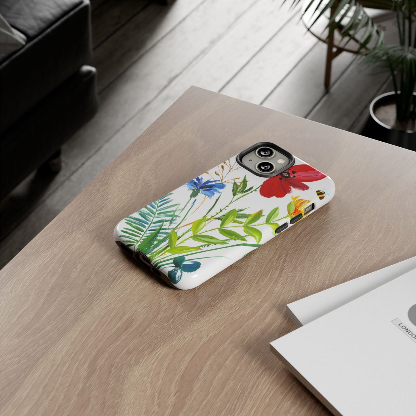 Floral Watercolor Tough Phone Case — Wildflower Bouquet Protective Cover