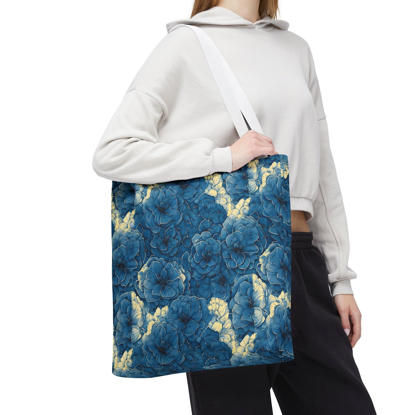 Floral Blue Peony Tote