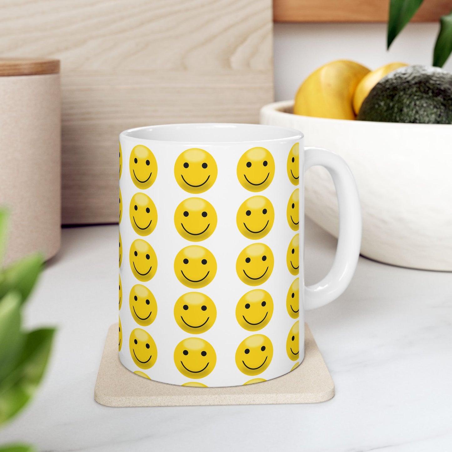 Happy Face Ceramic Mug | Smiley Coffee Cup, Gift for Friends, Cute Kitchen Decor, Cheerful Drinkware, Perfect for Birthdays