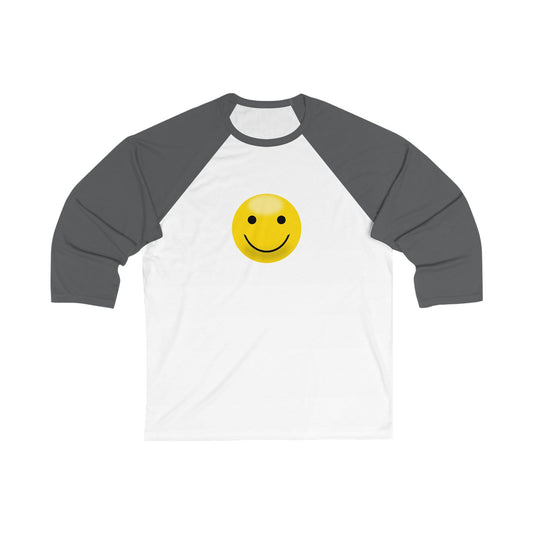 Smiley Face Unisex Baseball Tee, 3/4 Sleeve Shirt, Casual Top, Gift for Her, Unisex Apparel, Summer Fashion, Fun Everyday Wear