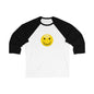 Smiley Face Unisex Baseball Tee, 3/4 Sleeve Shirt, Casual Top, Gift for Her, Unisex Apparel, Summer Fashion, Fun Everyday Wear