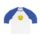 Smiley Face Unisex Baseball Tee, 3/4 Sleeve Shirt, Casual Top, Gift for Her, Unisex Apparel, Summer Fashion, Fun Everyday Wear