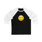 Smiley Face Unisex Baseball Tee, 3/4 Sleeve Shirt, Casual Top, Gift for Her, Unisex Apparel, Summer Fashion, Fun Everyday Wear