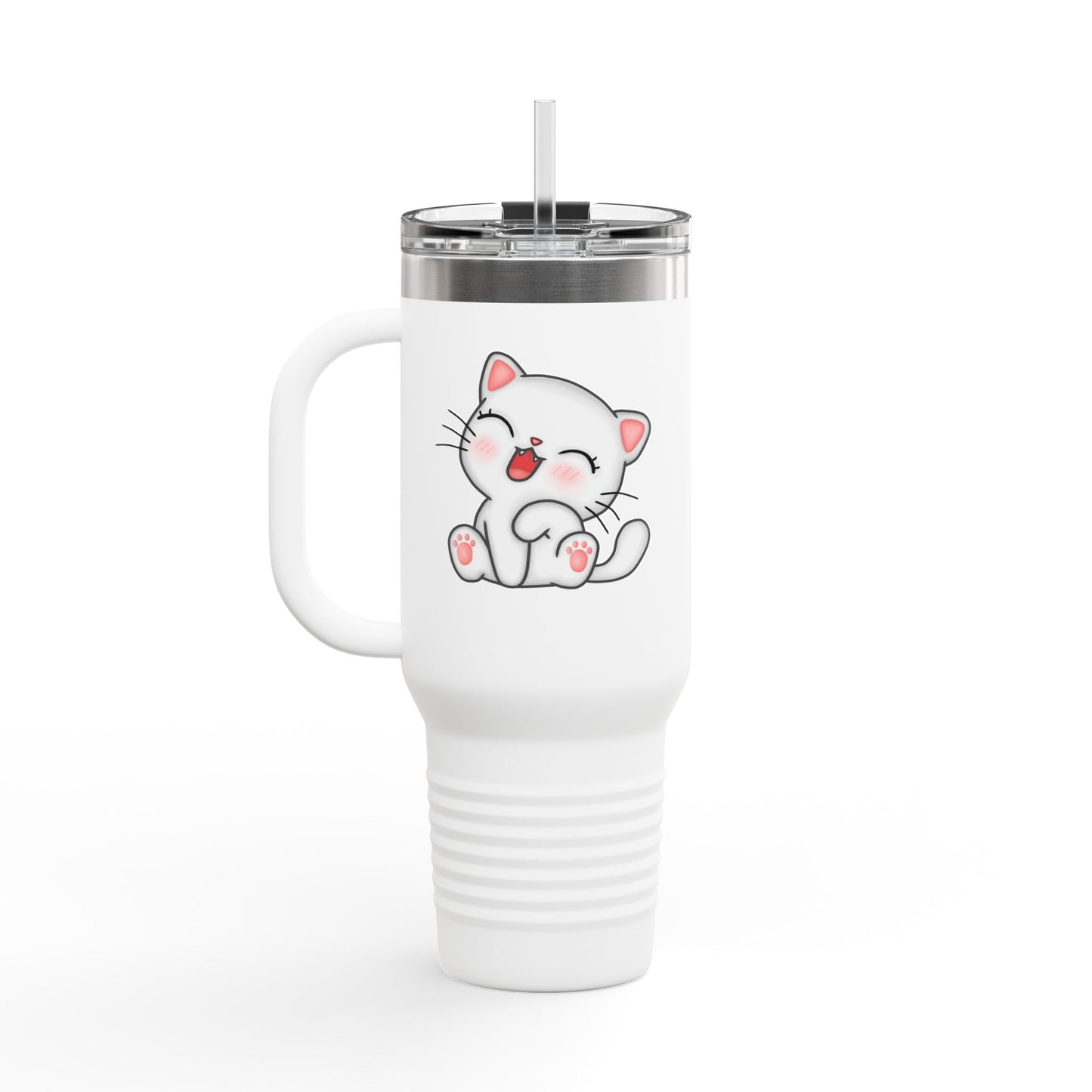 Cute Cat Insulated Travel Mug, 40oz | Funny Coffee Mug for Cat Lovers, Animal Lover Gift, Travel Tumbler, Pet Themed Drinkware