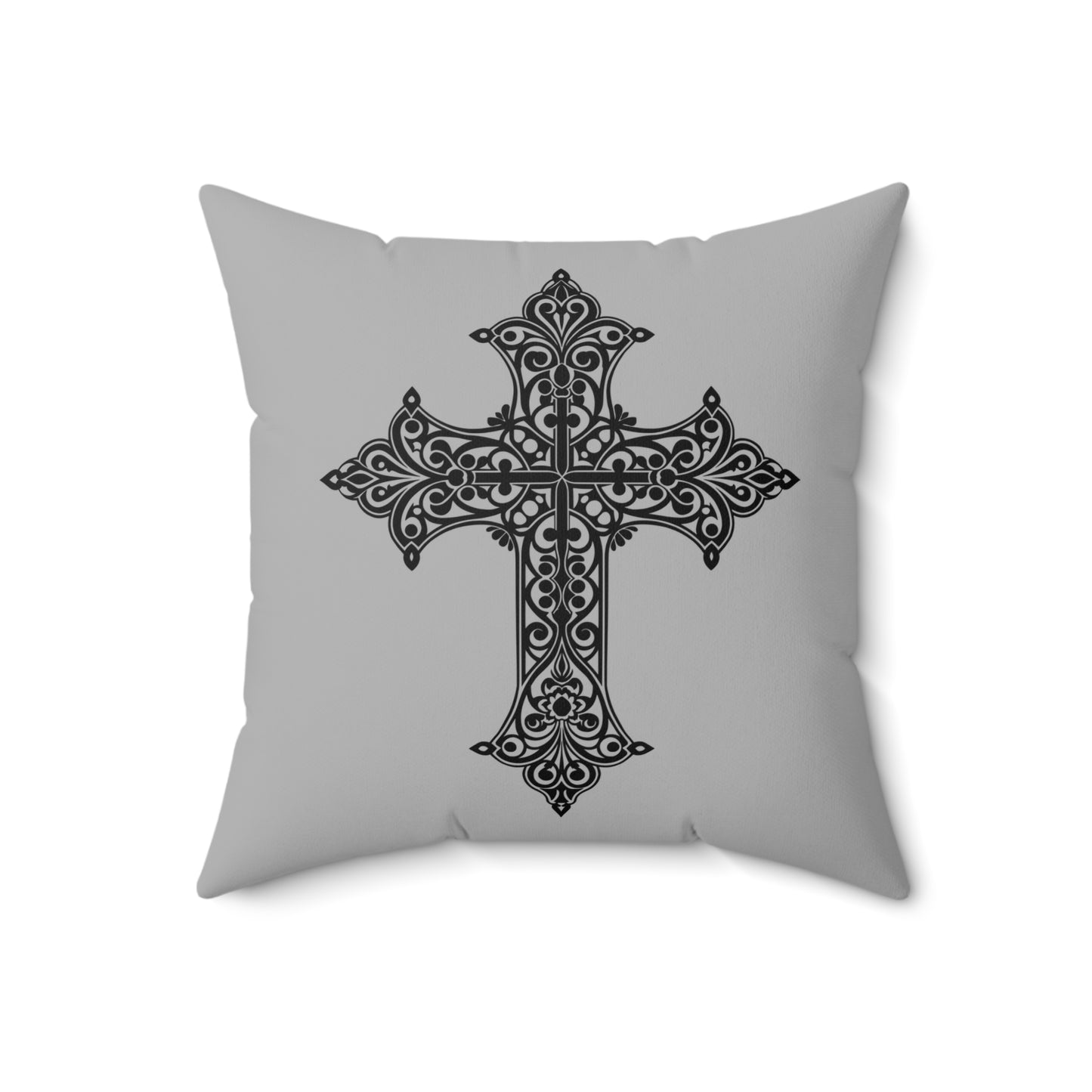 Elegant Cross Design Decorative Pillow, Christian Home Decor, Gift for Religious Celebrations, Bedroom Accent Cushion, Spiritual Decor