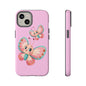 Cute Butterfly Phone Case, Tough Phone Cover, Girly Phone Accessory, Unique Gift for Her, Kids Phone Case, Floral Design Case