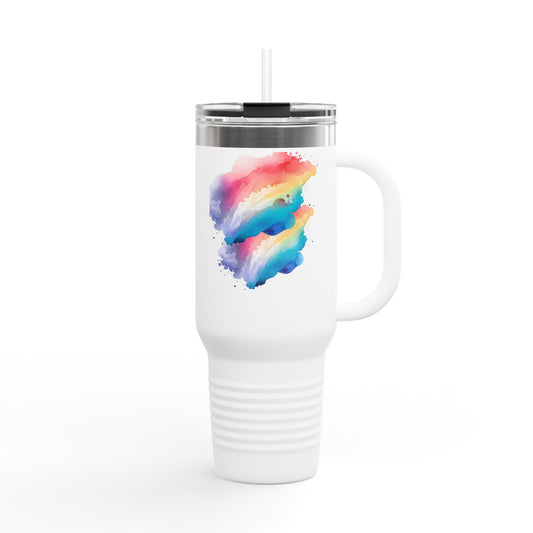Vibrant Rainbow Insulated Travel Mug | 40oz Leakproof Drinkware for Road Trips, Gifts, Outdoor Adventures, Pride Events, Summer Outings