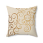Elegant Swirl Decorative Pillow, Chic Home Accent, Cozy Living Room Decor, Gold Patterned Throw Cushion, Stylish Gift for Weddings