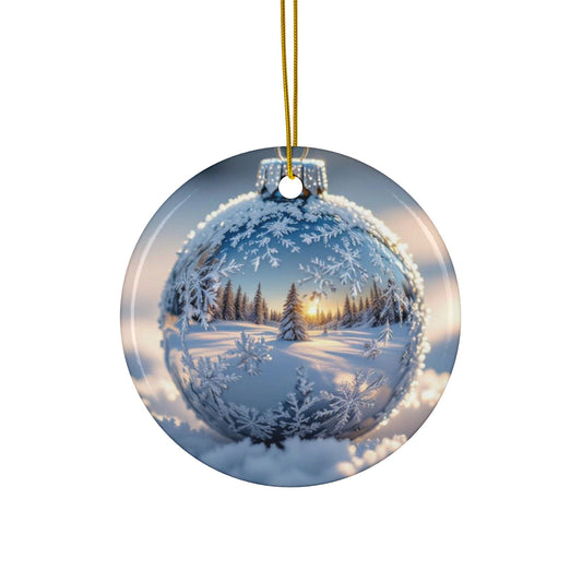 Winter Wonderland Ceramic Ornaments - 2-Sided Holiday Decor