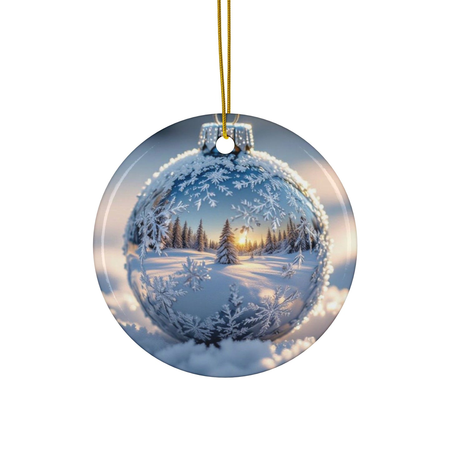 Winter Wonderland Ceramic Ornaments - 2-Sided Holiday Decor