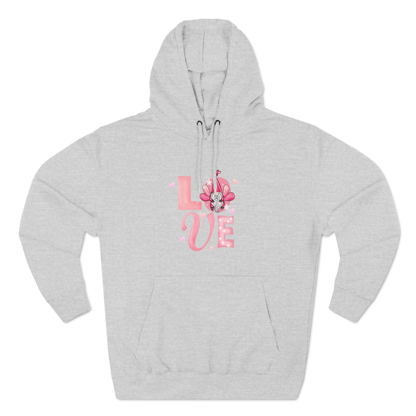 Love Blossom Hoodie — Pink Floral "LOVE" Graphic Fleece Hoodie