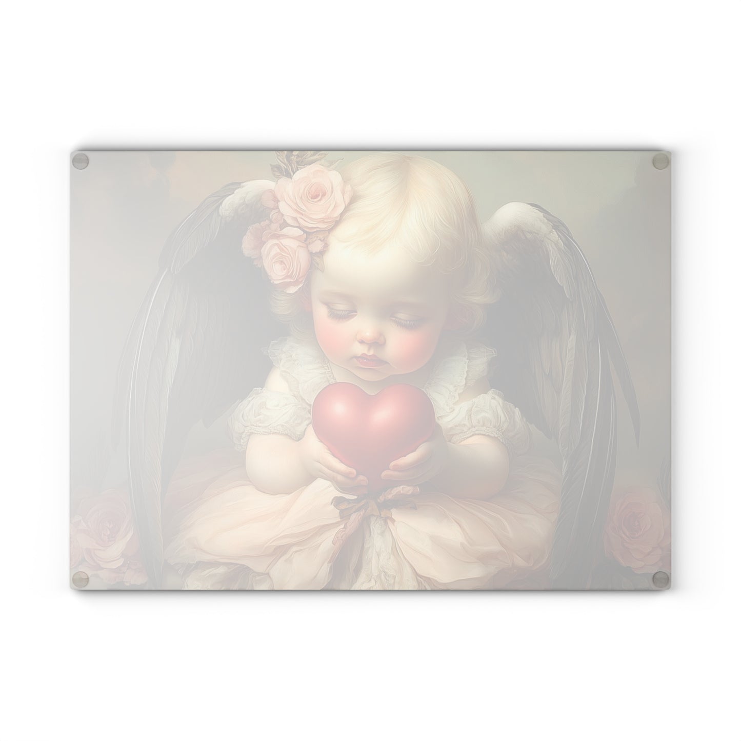 Angel Heart Glass Cutting Board, Angel Decor, Kitchen Gifts, Home Decor, Unique Wedding Gift, Valentine's Day Gift