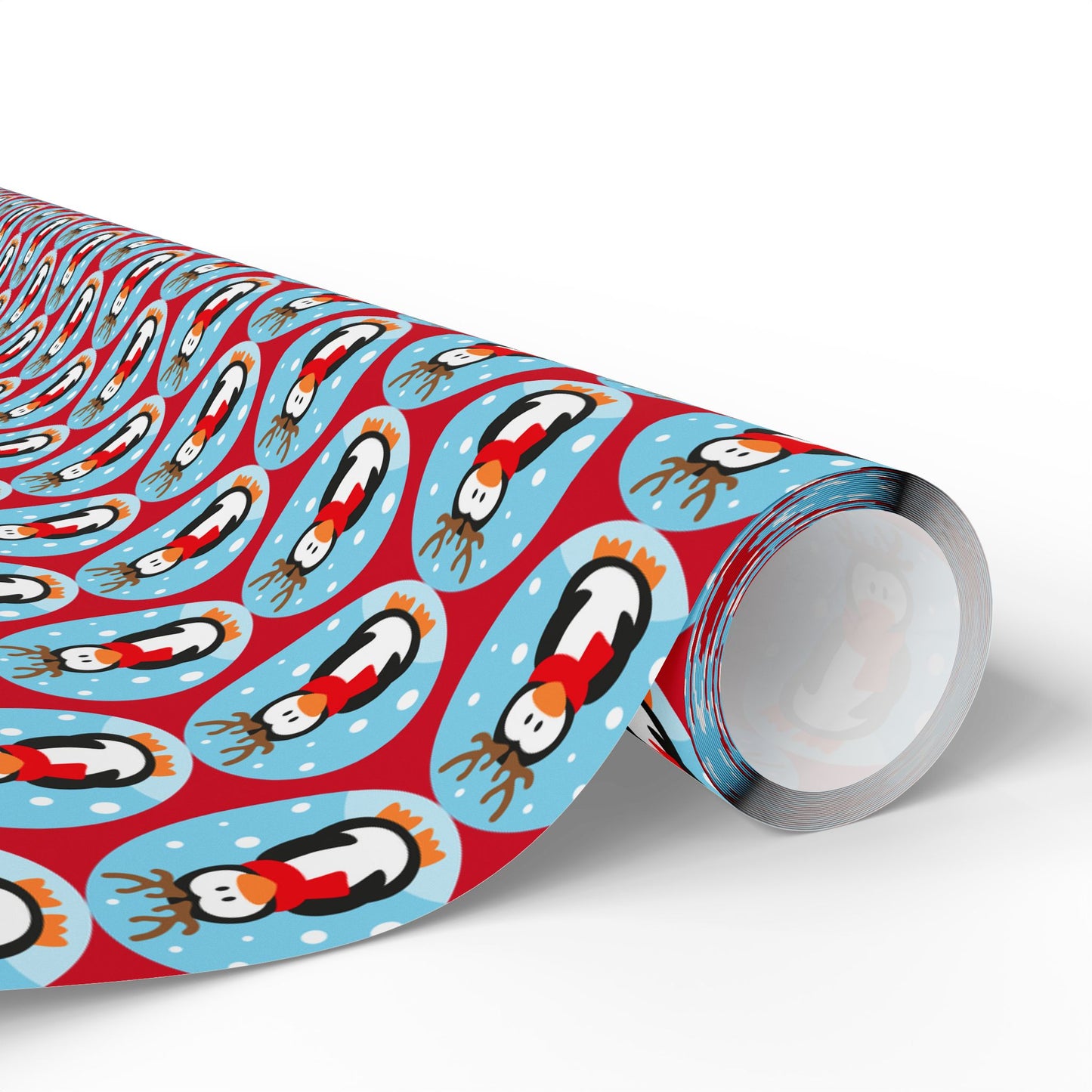 Wrapping Paper Roll — Festive Penguin Pattern Holiday Gift Wrap