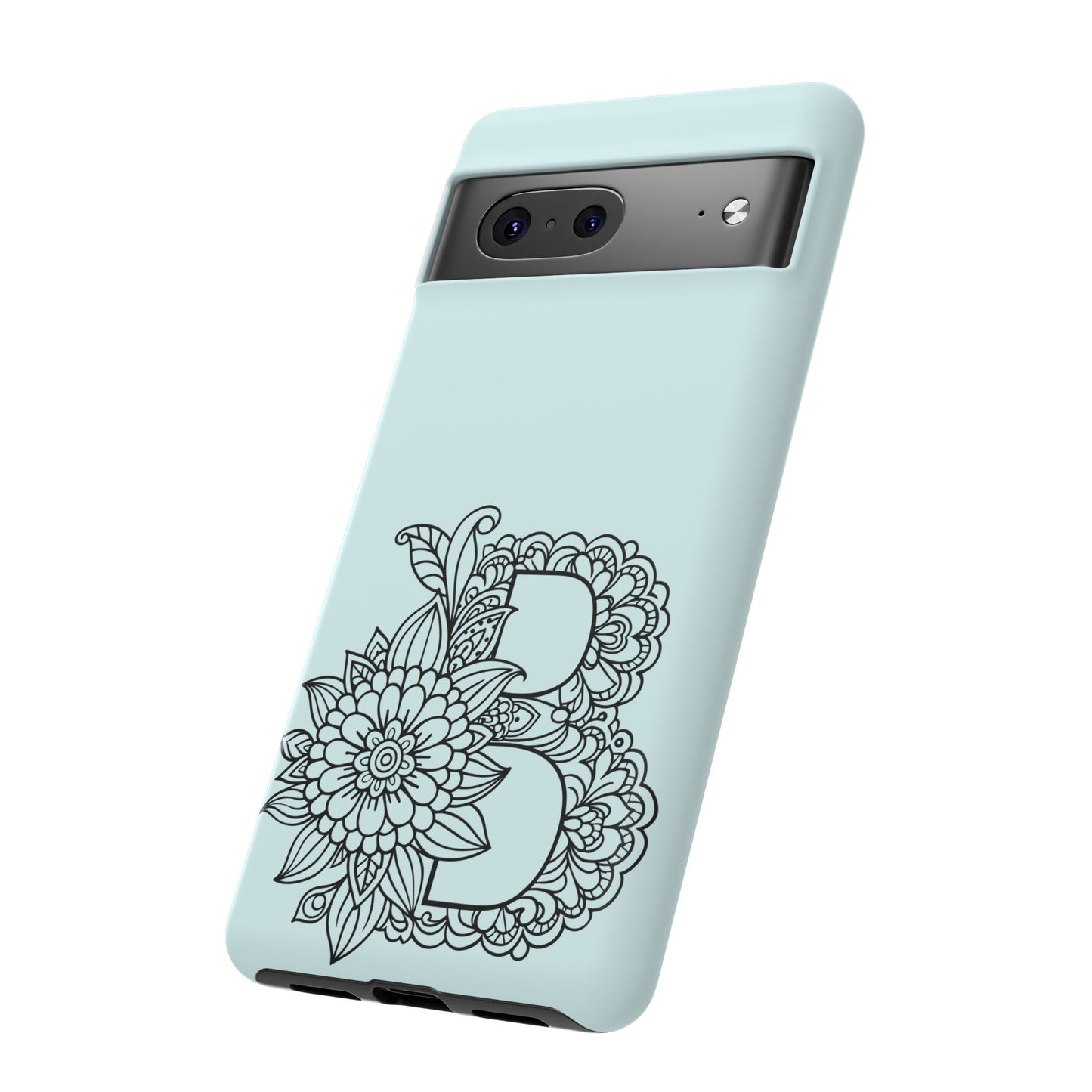 Personalized Tough Phone Case- Letter B, Floral Monogram Cell Phone Cover, Custom Protective Case, Unique Gift, Birthday, Graduation