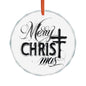 Crystal Heart Ornament — “Merry Christ-mas” Religious Christmas Glass Decoration