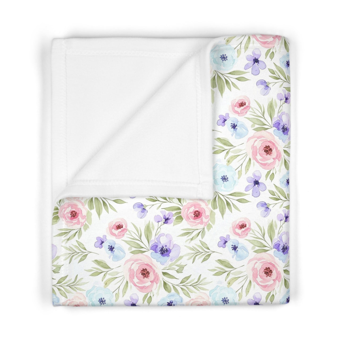 Floral Soft Fleece Baby Blanket, Cozy Nursery Throw, Shower Gift, Infant Bedding, Baby Shower, Floral Decor
