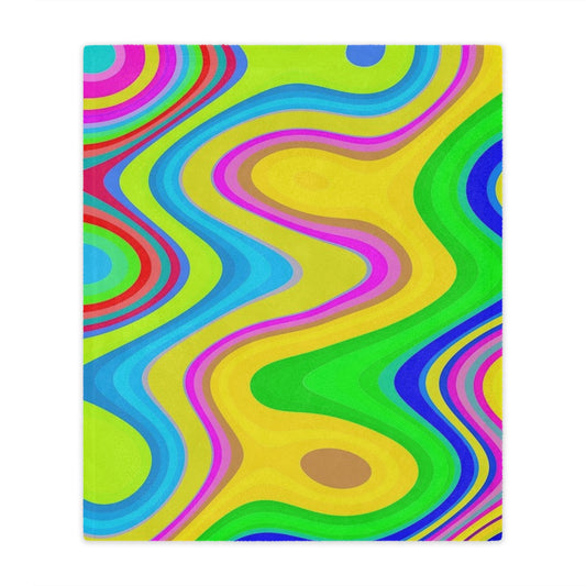 Psychedelic Swirl Minky Blanket — Colorful Retro Wave Throw