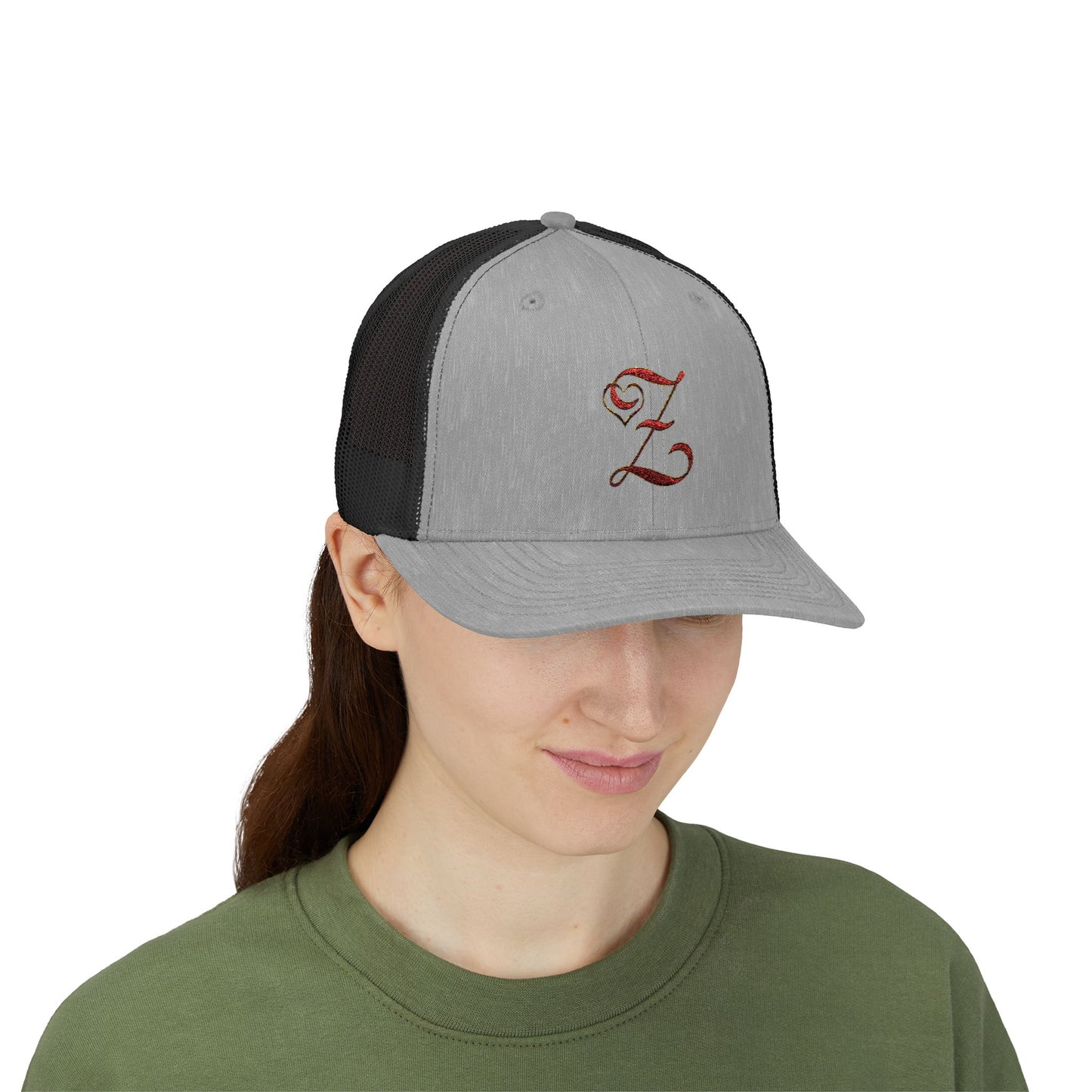 Embroidered 'Z' Snapback Trucker Cap — Vintage Monogram Initial Hat