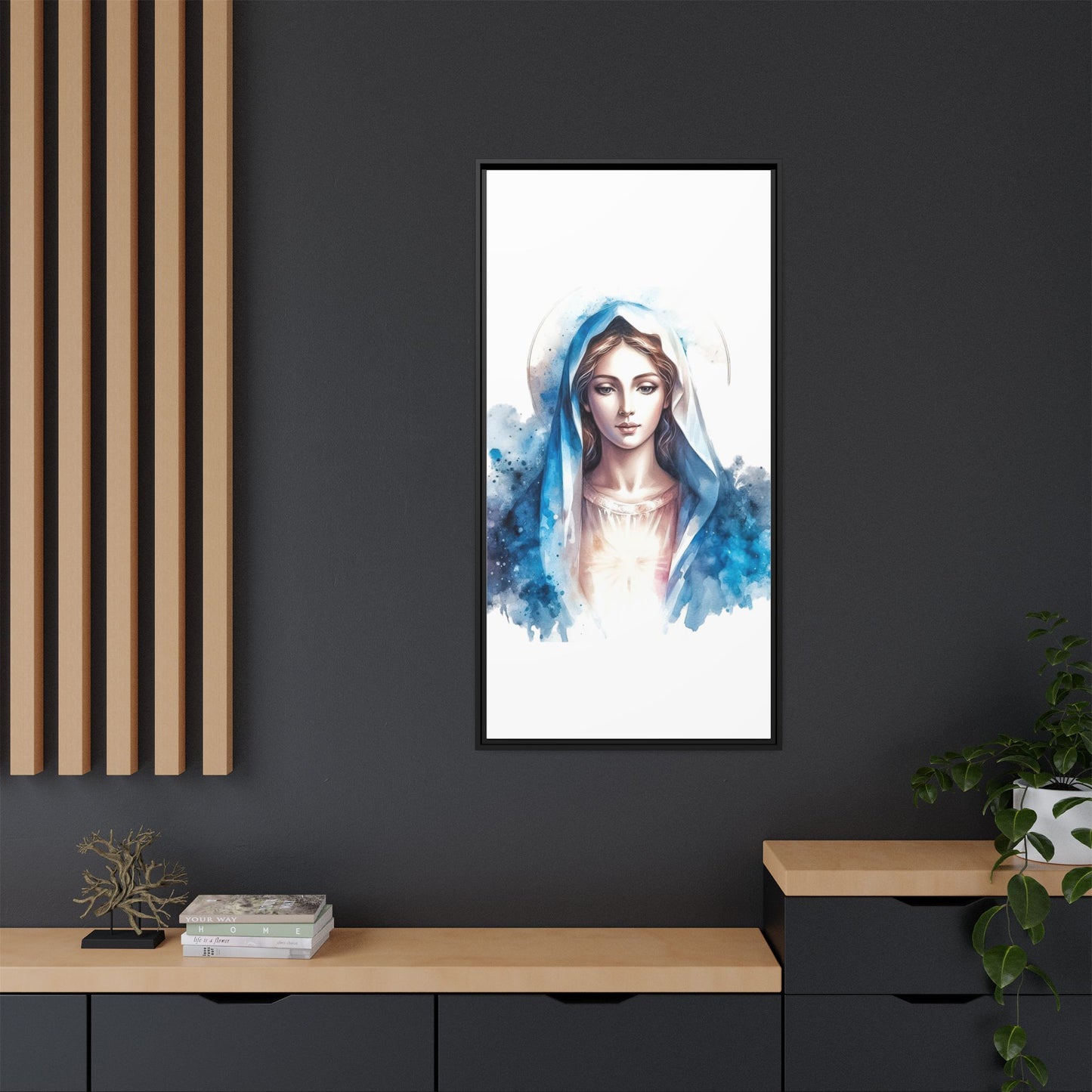 Framed Canvas Art Print, Spiritual Decor, Religious Artwork, Wall Decor, Gift for Faith, Elegant Home Decoration