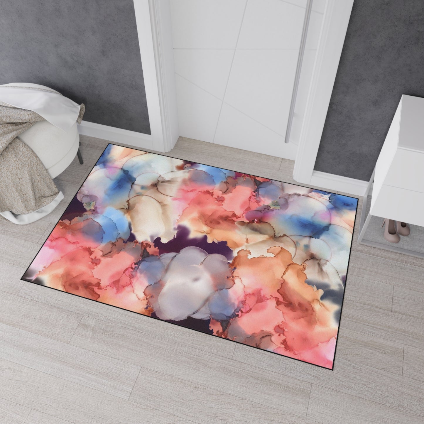 Abstract Watercolor Heavy-Duty Floor Mat — Non-Slip Entry Rug for Home & Office
