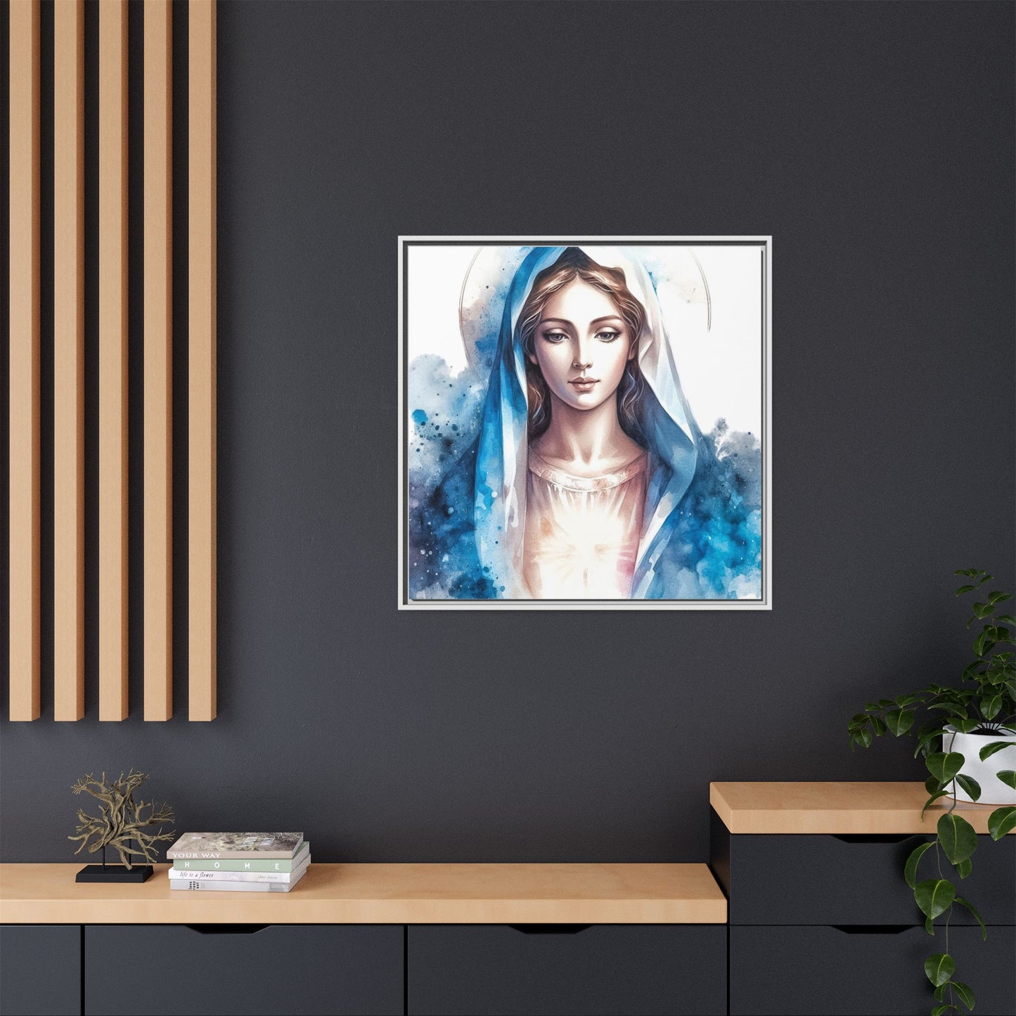 Framed Canvas Art Print, Spiritual Decor, Religious Artwork, Wall Decor, Gift for Faith, Elegant Home Decoration