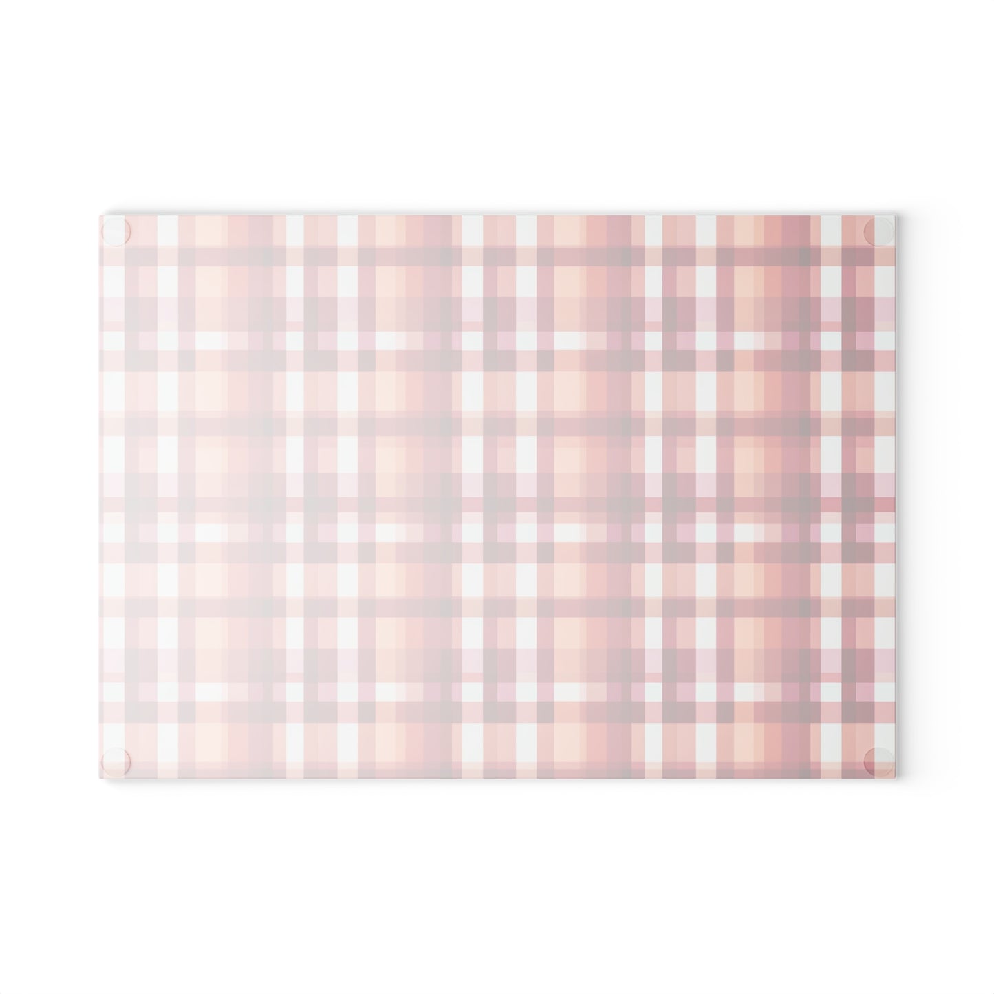 Plaid Glass Cutting Board – Warm Red & Peach Patterned Kitchen Board