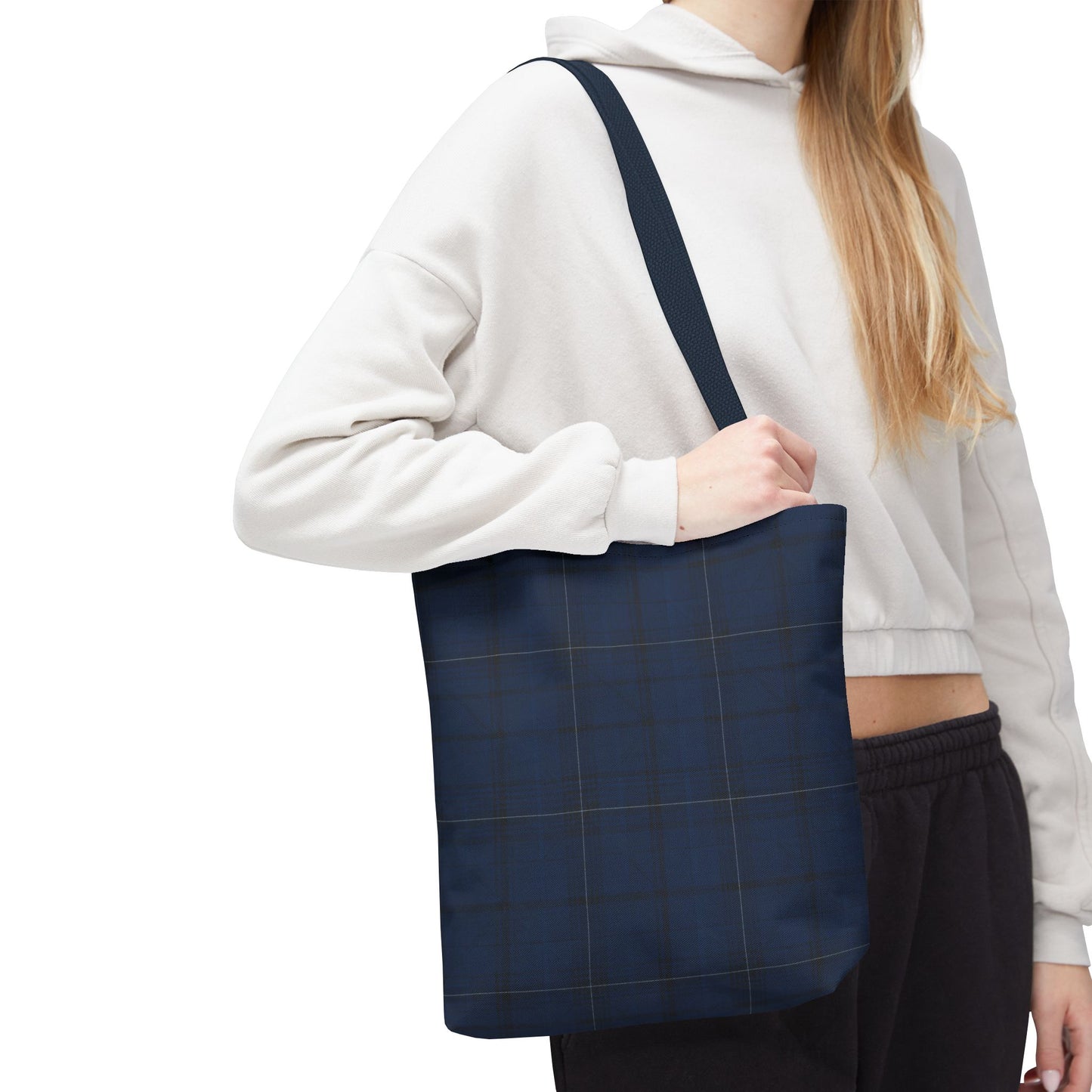 Navy Tartan Tote Bag – Classic Plaid All-Over Print Tote
