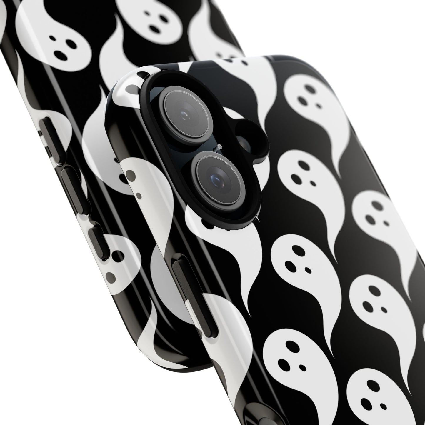 Ghost Pattern Phone Case, Cute Ghost Cell Phone Cover, Halloween Accessory, Spooky Gift, Black and White Phone Case